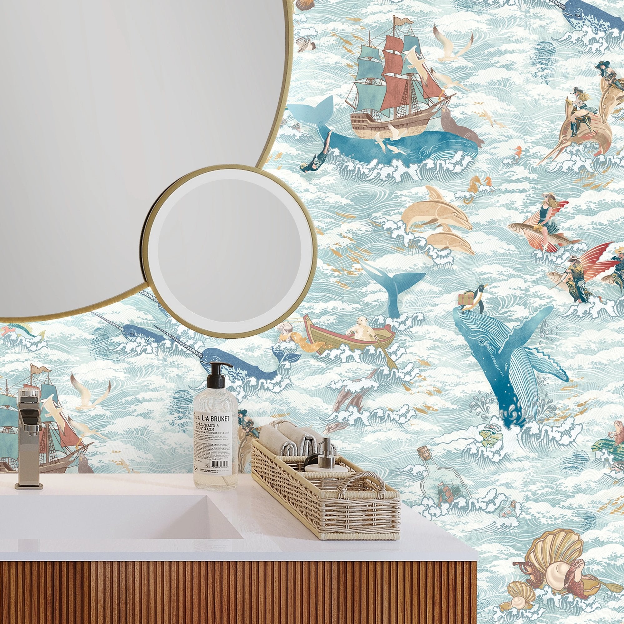 BMVV007/05D Ocean Waves Pale Tide Viva Vintage Wallpaper by Brand McKenzie