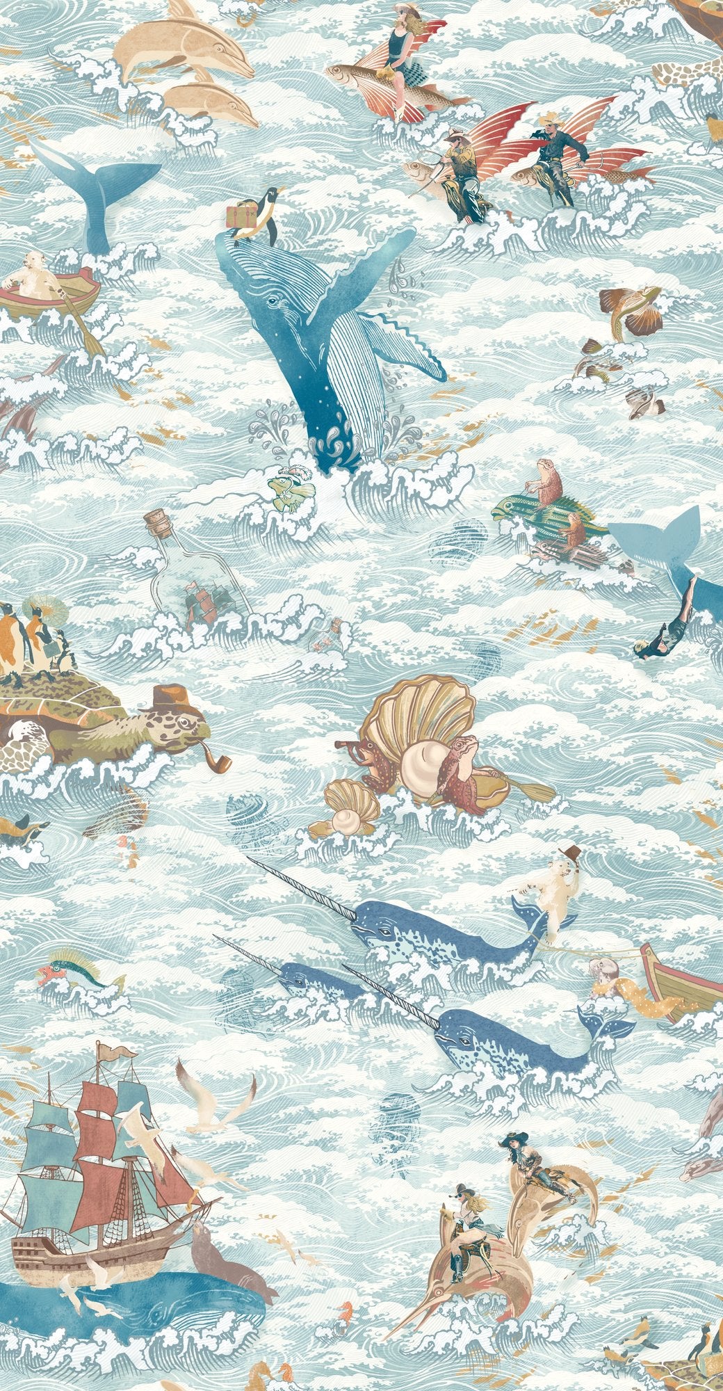 BMVV007/05D Ocean Waves Pale Tide Viva Vintage Wallpaper by Brand McKenzie