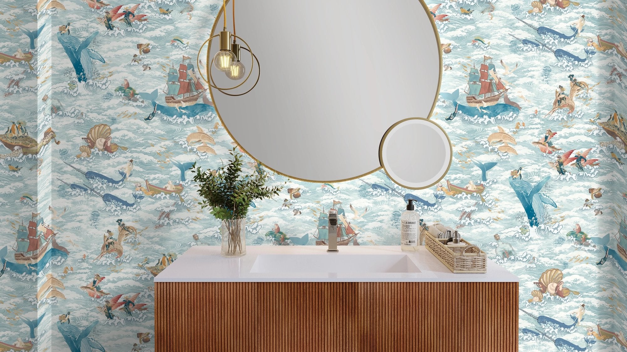 BMVV007/05D Ocean Waves Pale Tide Viva Vintage Wallpaper by Brand McKenzie