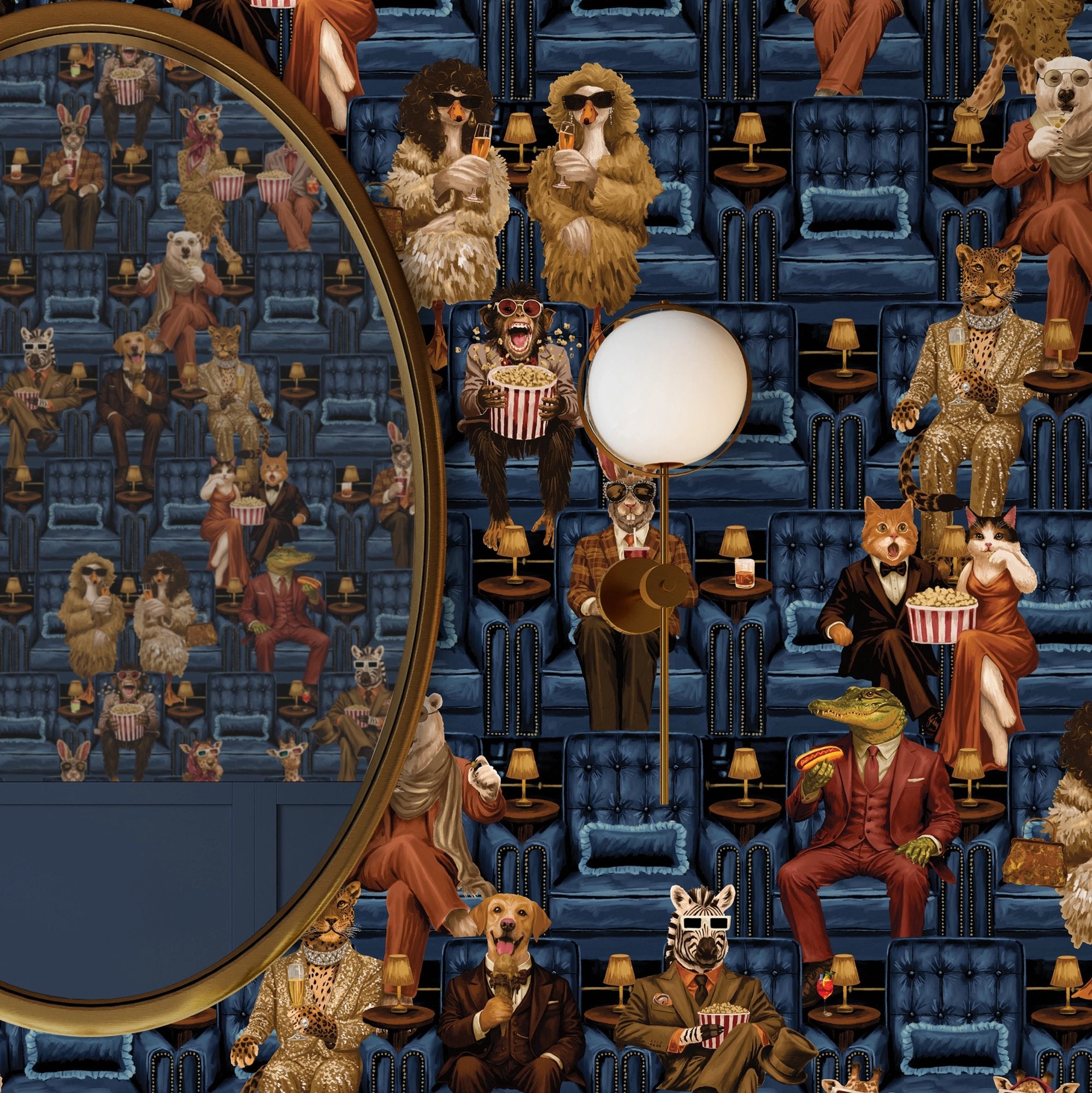 BMVV007/07A Showtime Blue Lux Viva Vintage Wallpaper by Brand McKenzie
