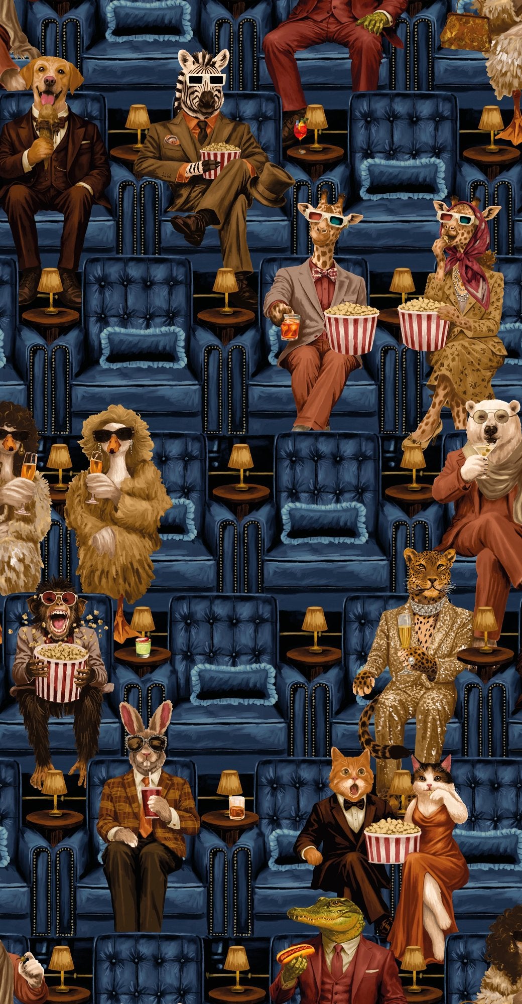 BMVV007/07A Showtime Blue Lux Viva Vintage Wallpaper by Brand McKenzie