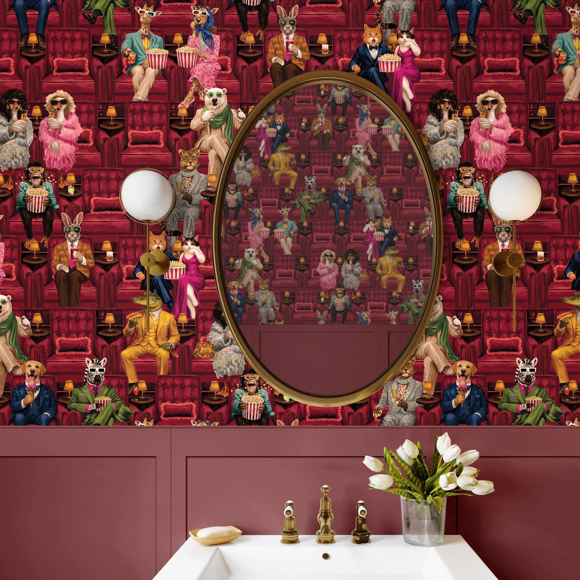 BMVV007/07C Showtime Crimson Velvet Viva Vintage Wallpaper by Brand McKenzie