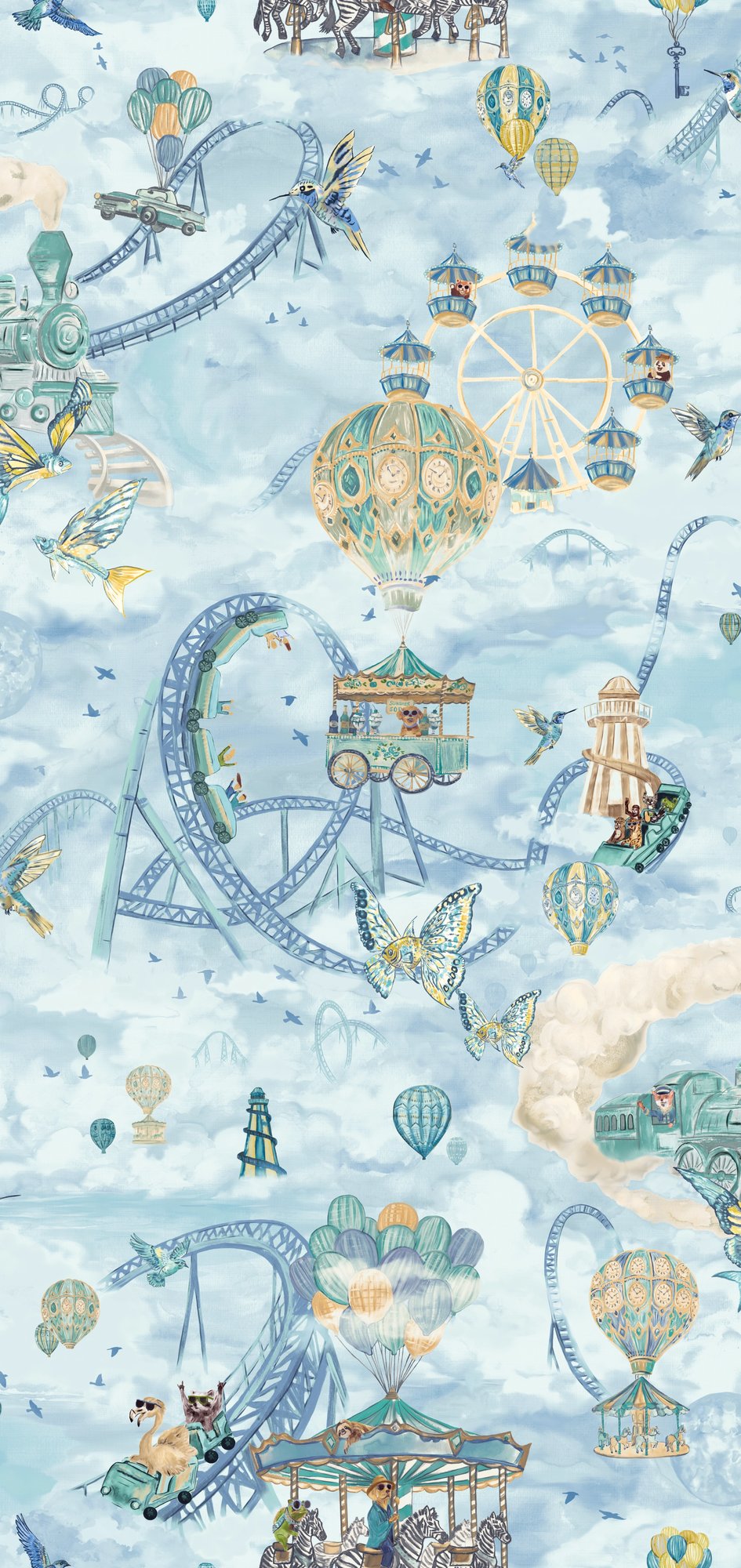 BMVV007/08B Sky Fair Cloud Blue Viva Vintage Wallpaper by Brand McKenzie