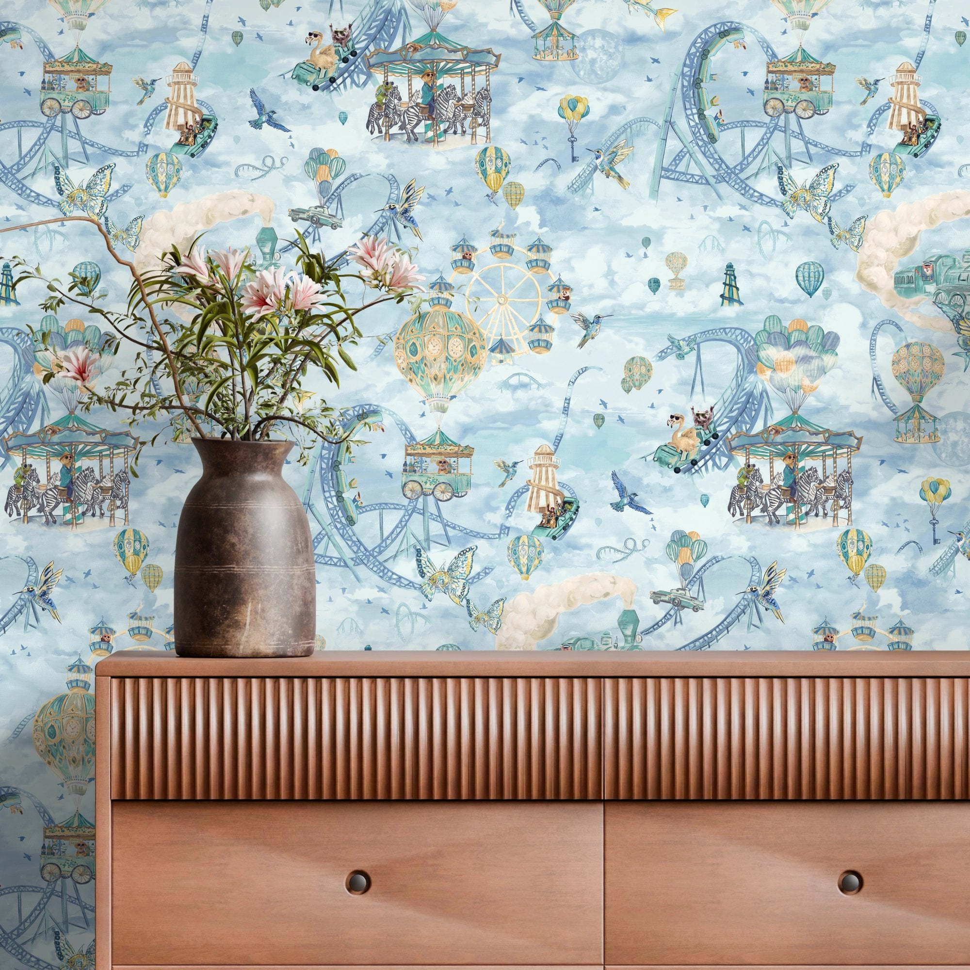 BMVV007/08B Sky Fair Cloud Blue Viva Vintage Wallpaper by Brand McKenzie