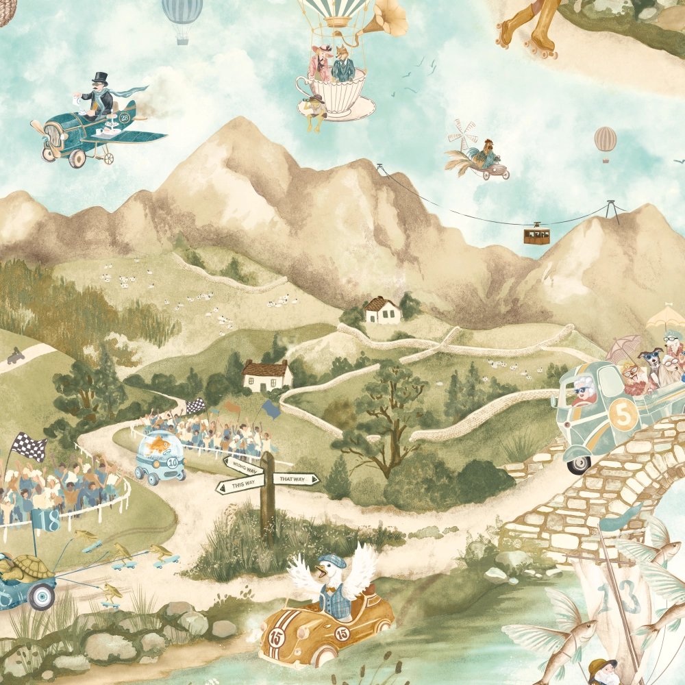 BMVV007/09D Tally Ho! Village Green Viva Vintage Wallpaper by Brand McKenzie