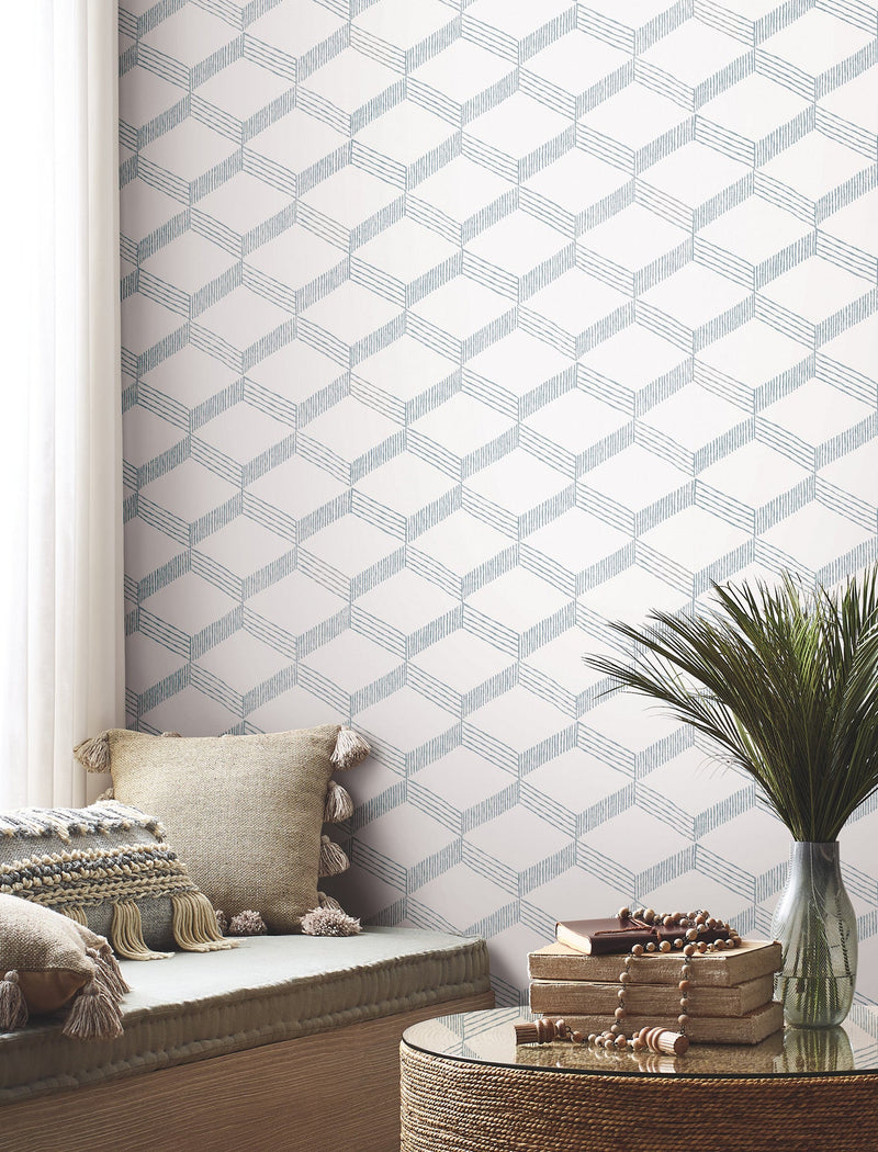 BO6723 Palisades Paperweave Smokey Blue Artifacts Wallpaper by York Wallcoverings