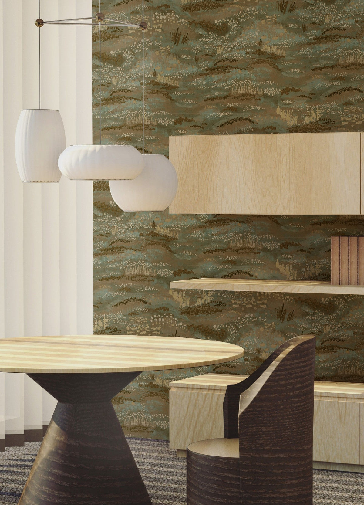 BR4201-3 Camp Blau Light Green Barcino Wallpaper by Tres Tintas
