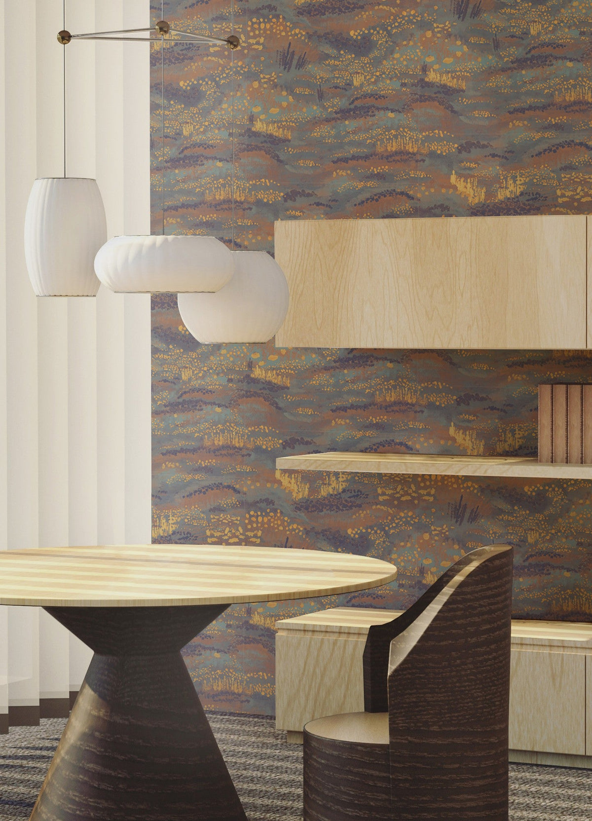 BR4201-4 Camp Blau Purple Barcino Wallpaper by Tres Tintas