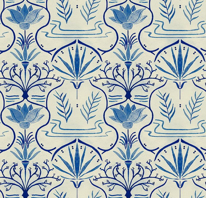 BR4202-1 Voysey Dark Blue Barcino Wallpaper by Tres Tintas