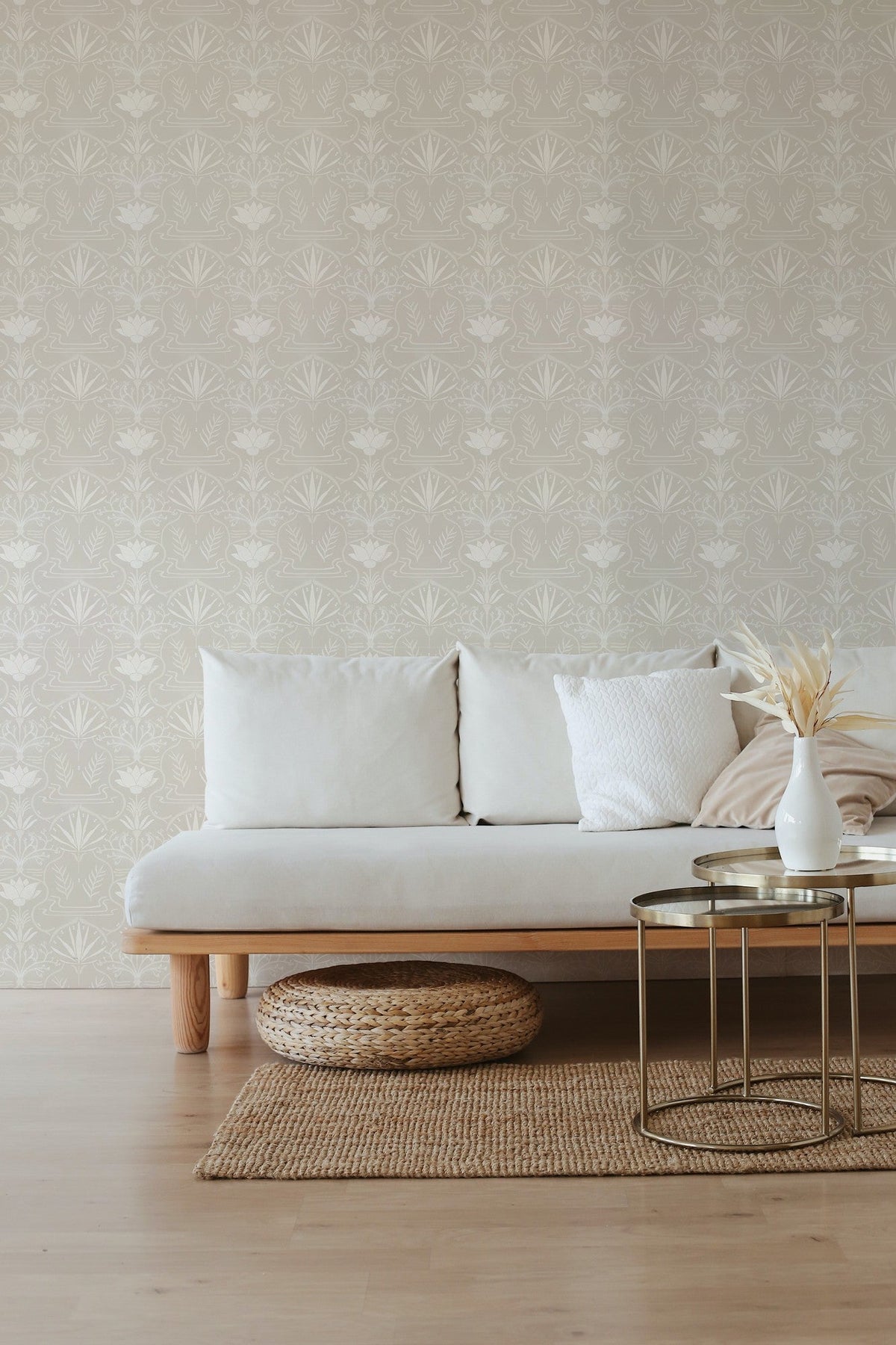 BR4202-5 Voysey Beige Barcino Wallpaper by Tres Tintas