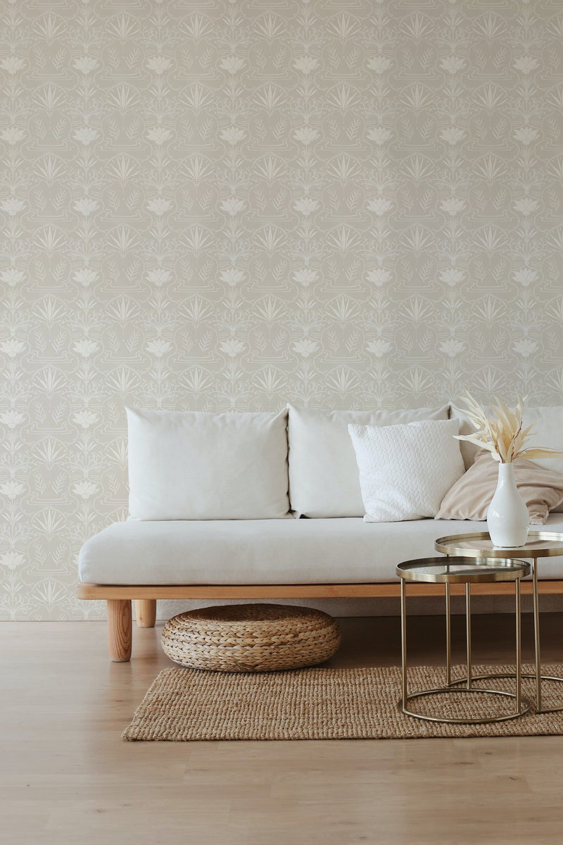 BR4202-5 Voysey Beige Barcino Wallpaper by Tres Tintas