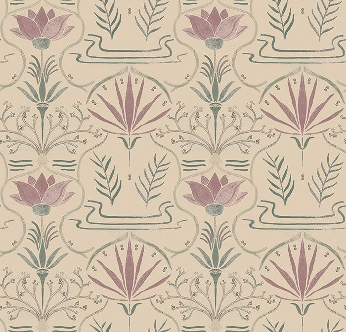 BR4202-6 Voysey Pink Barcino Wallpaper by Tres Tintas