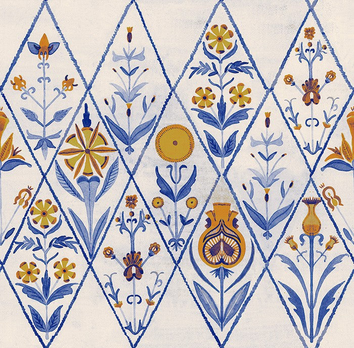 BR4204-2 Rajola Dark Blue Barcino Wallpaper by Tres Tintas