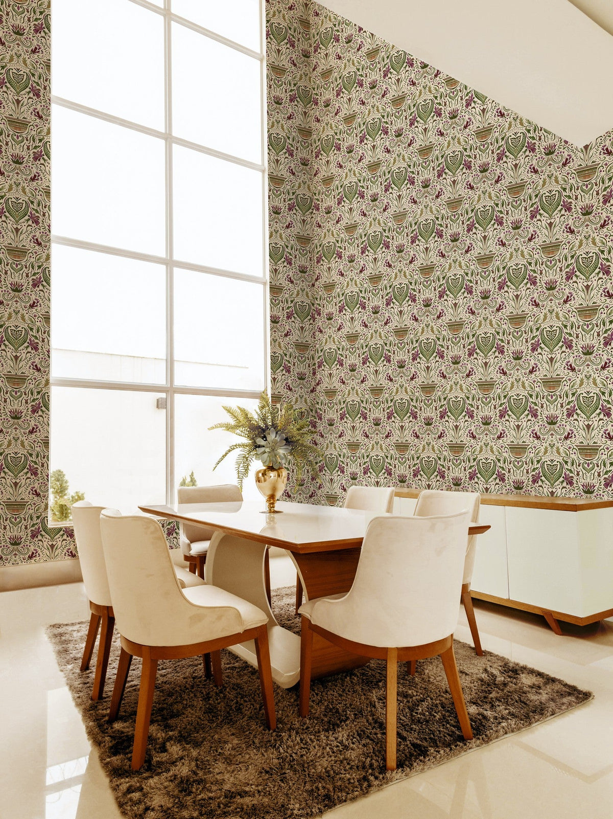 BR4205-4 Domas Beige Red Barcino Wallpaper by Tres Tintas