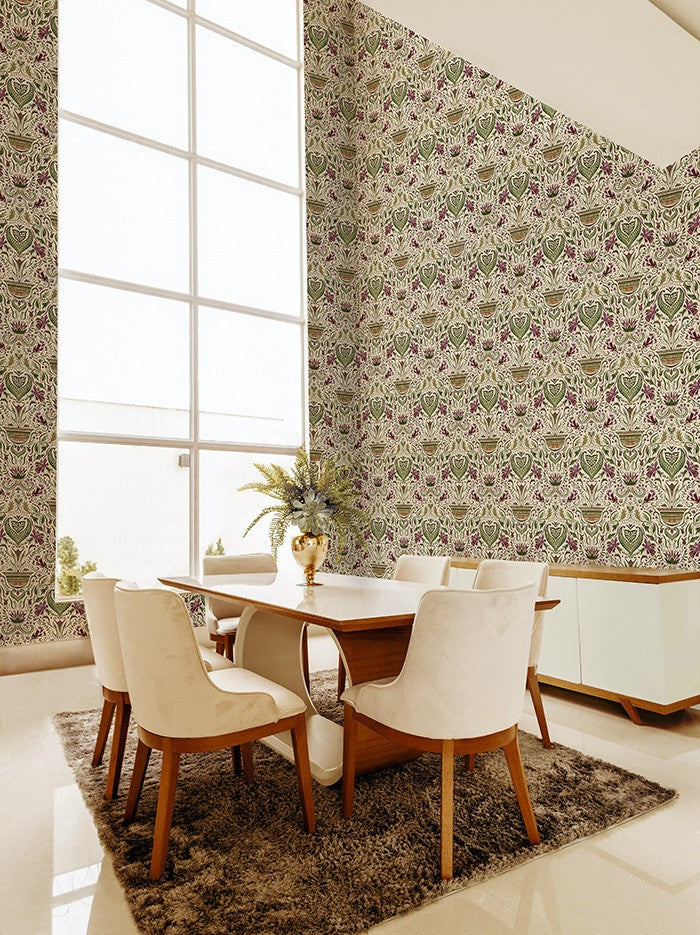 BR4205-4 Domas Beige Red Barcino Wallpaper by Tres Tintas