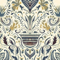 Domas Beige Blue Barcino Wallpaper by Tres Tintas