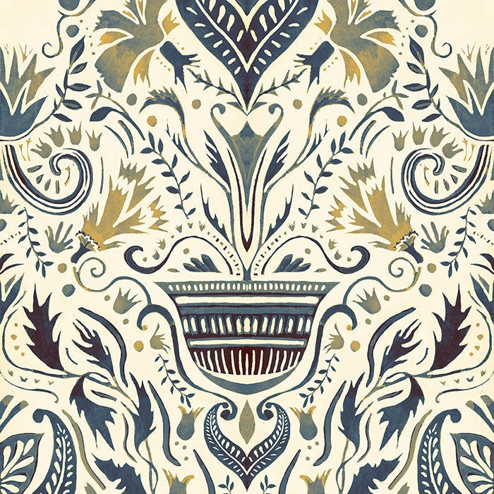 BR4205-5 Domas Beige Blue Barcino Wallpaper by Tres Tintas