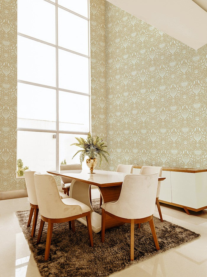 BR4205-6 Domas Beige Light Blue Barcino Wallpaper by Tres Tintas