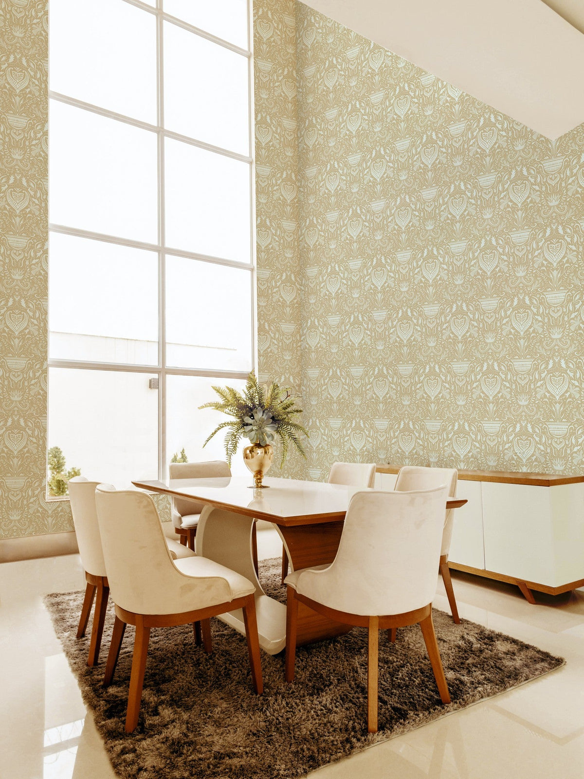 BR4205-6 Domas Beige Light Blue Barcino Wallpaper by Tres Tintas