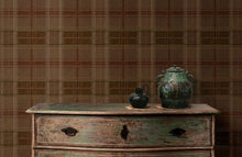 Shetland Plaid Espresso Garden Party Wallpaper by Mulberry Home