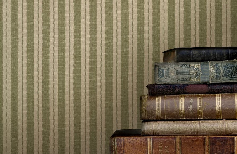 Marquee Stripe Lovat Garden Party Wallpaper by Mulberry Home
