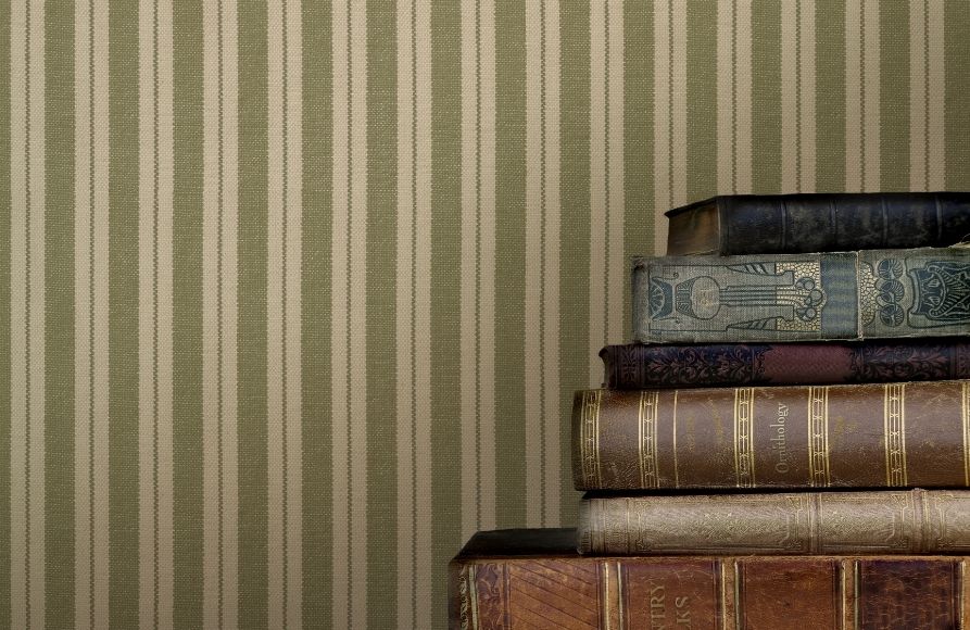 Marquee Stripe Lovat Garden Party Wallpaper by Mulberry Home