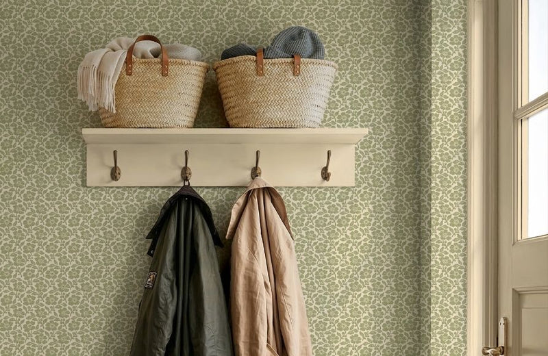 Martock Sprig Aqua Garden Party Wallpaper by Mulberry Home