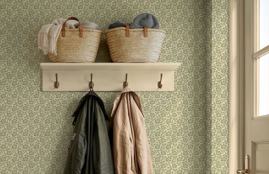 Martock Sprig Aqua Garden Party Wallpaper by Mulberry Home