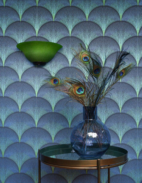 88666566 Broadway Twenties Bleu Indigo Wallpaper by Casadeco