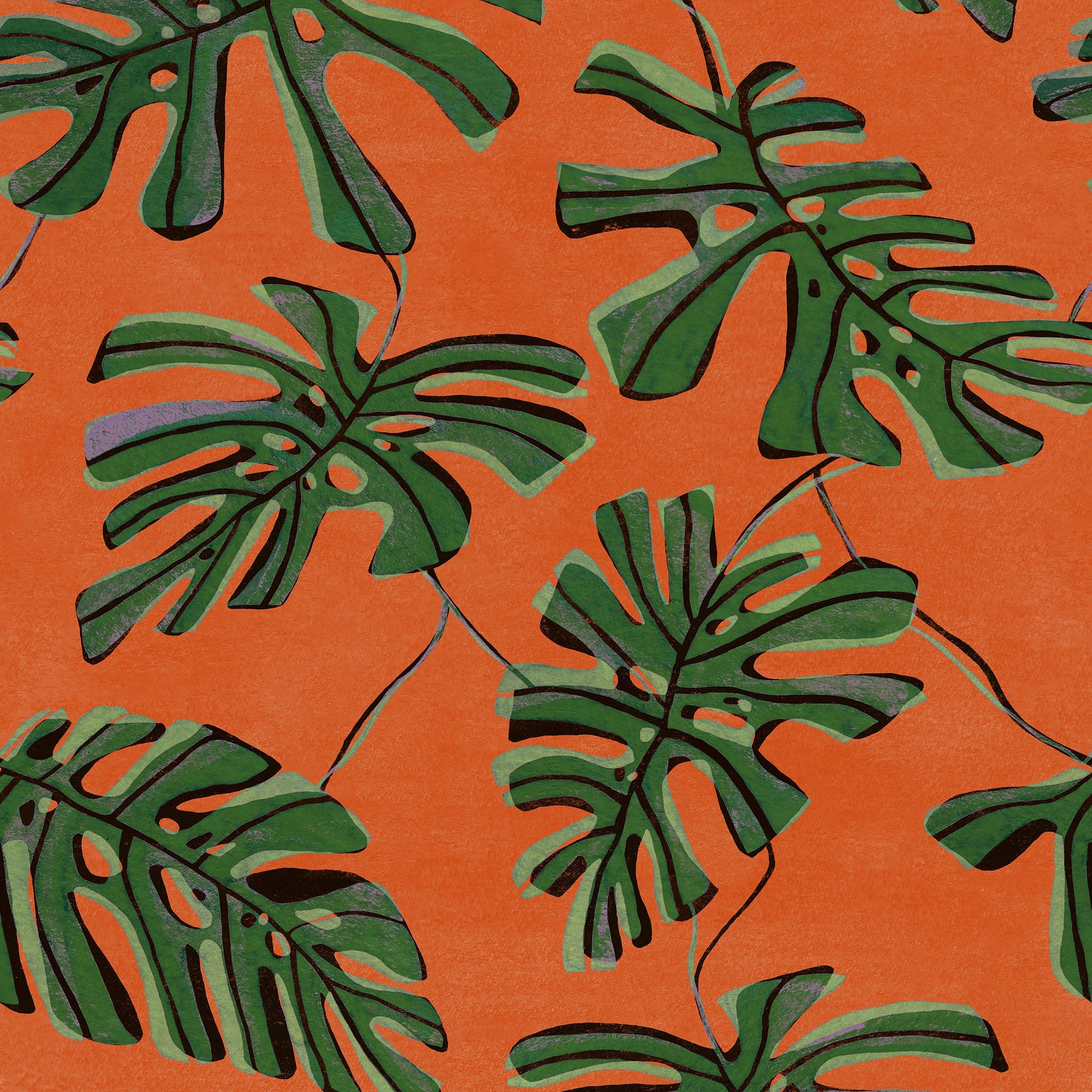 Monstera Naranja Bossa Nova Wallpaper by Tres Tintas