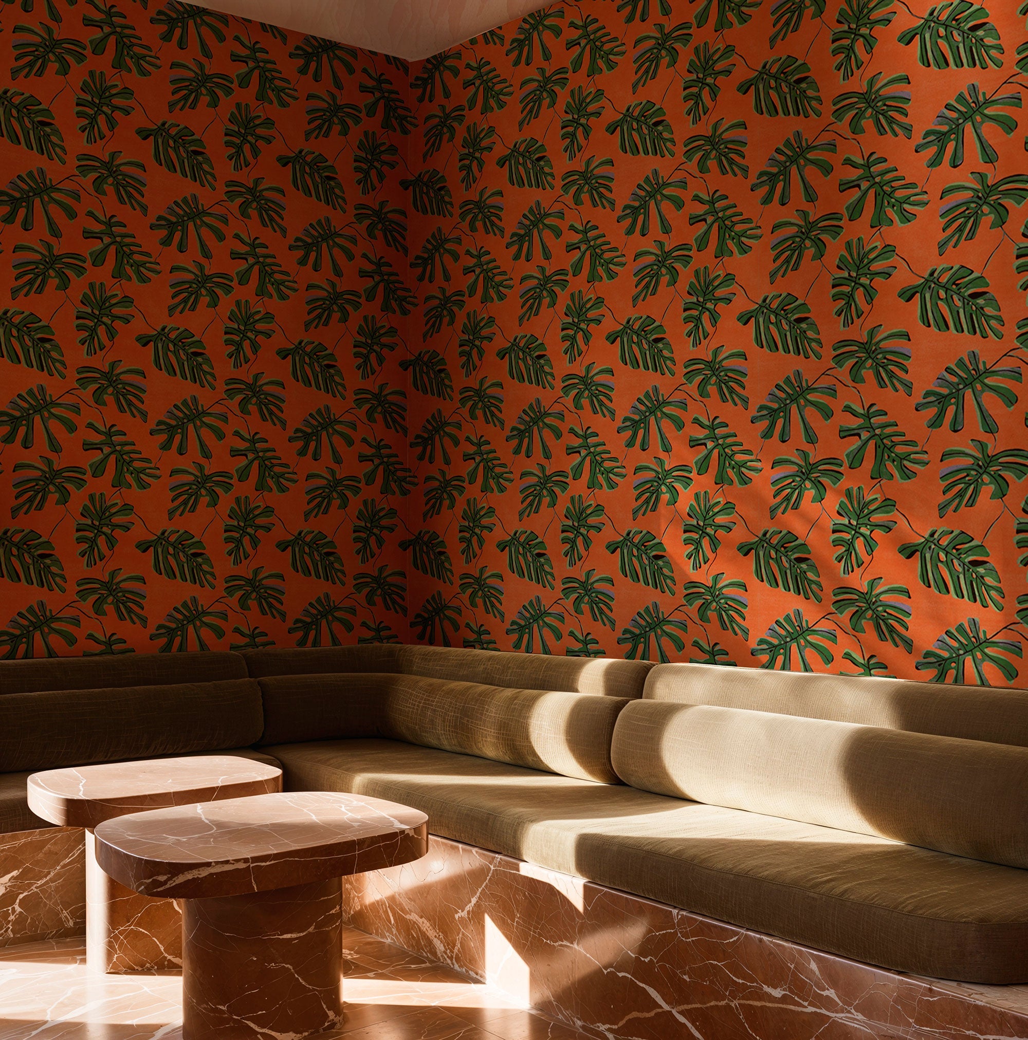 Monstera Naranja Bossa Nova Wallpaper by Tres Tintas