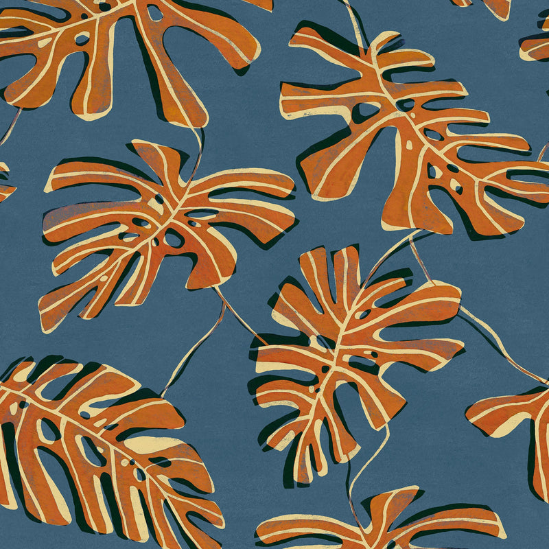 Monstera Indigo Bossa Nova Wallpaper by Tres Tintas