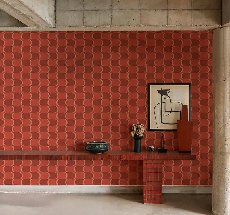 Copacabana Terracota Bossa Nova Wallpaper by Tres Tintas