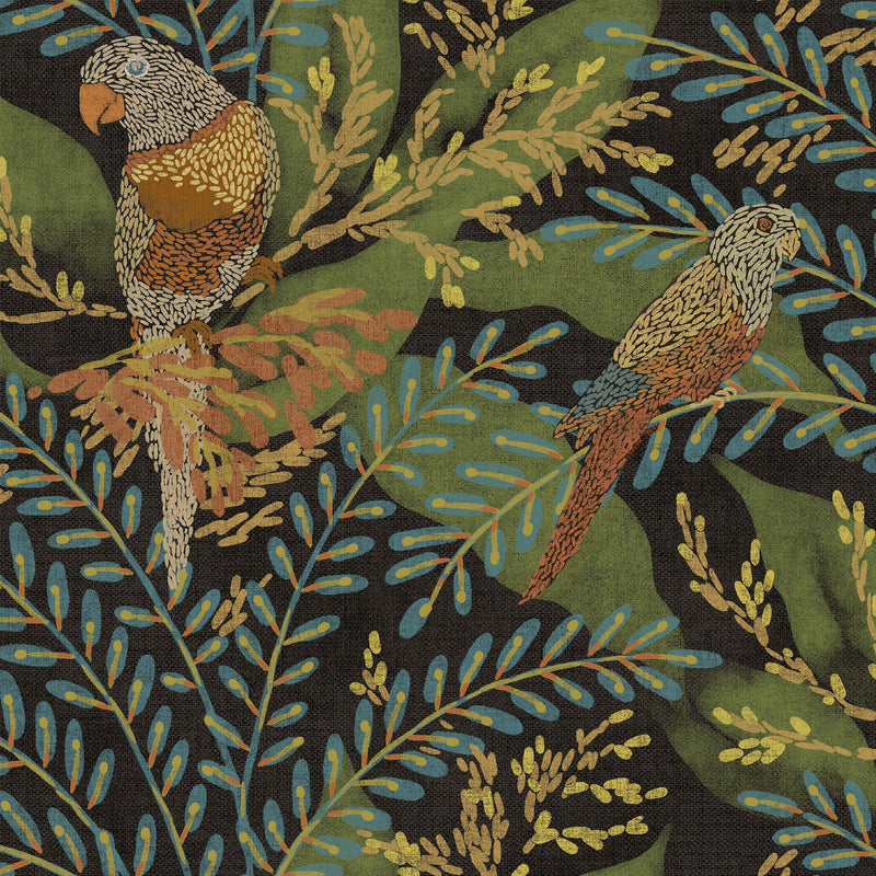 Guacamayos Ebano Bossa Nova Wallpaper by Tres Tintas