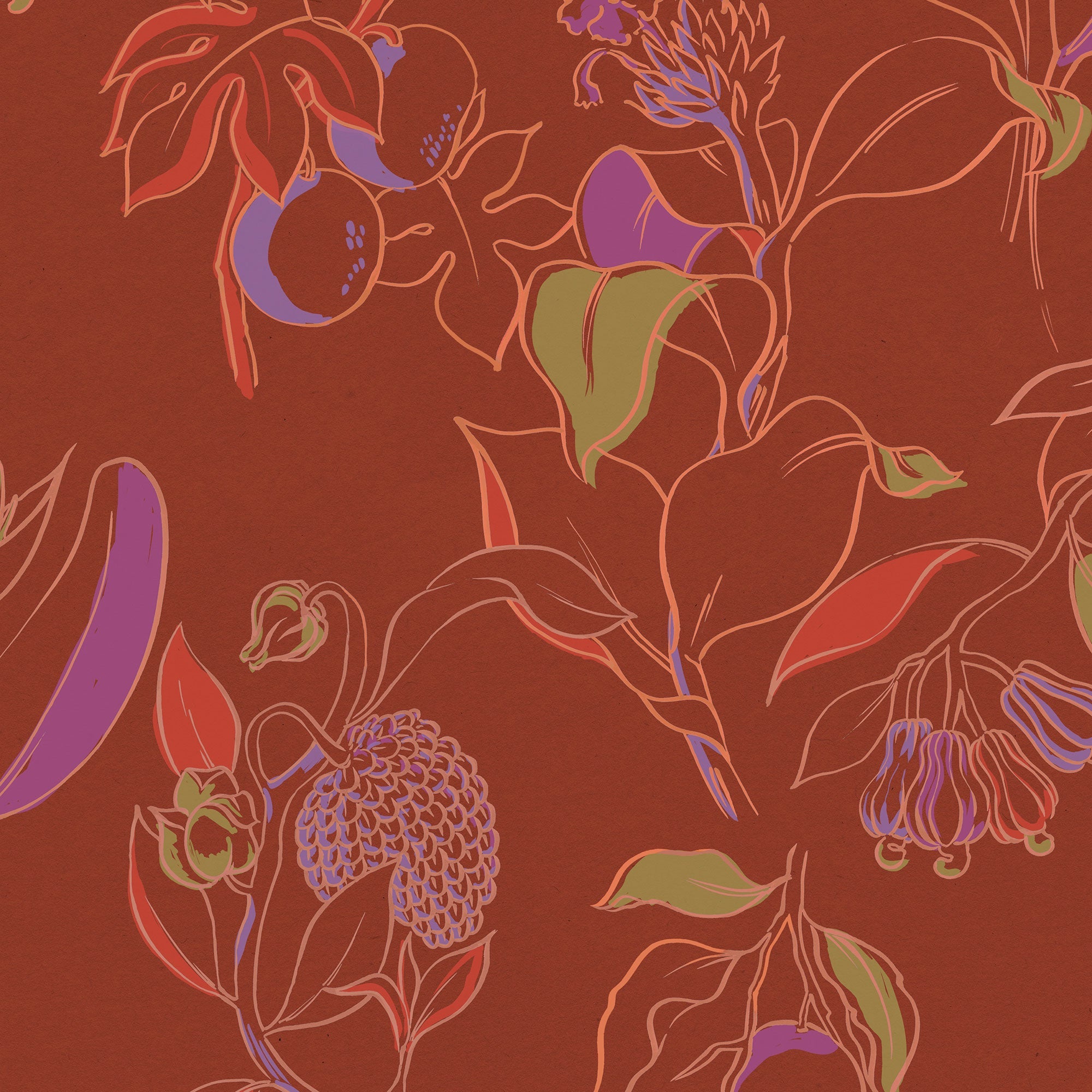 Guanabana Terracota Bossa Nova Wallpaper by Tres Tintas