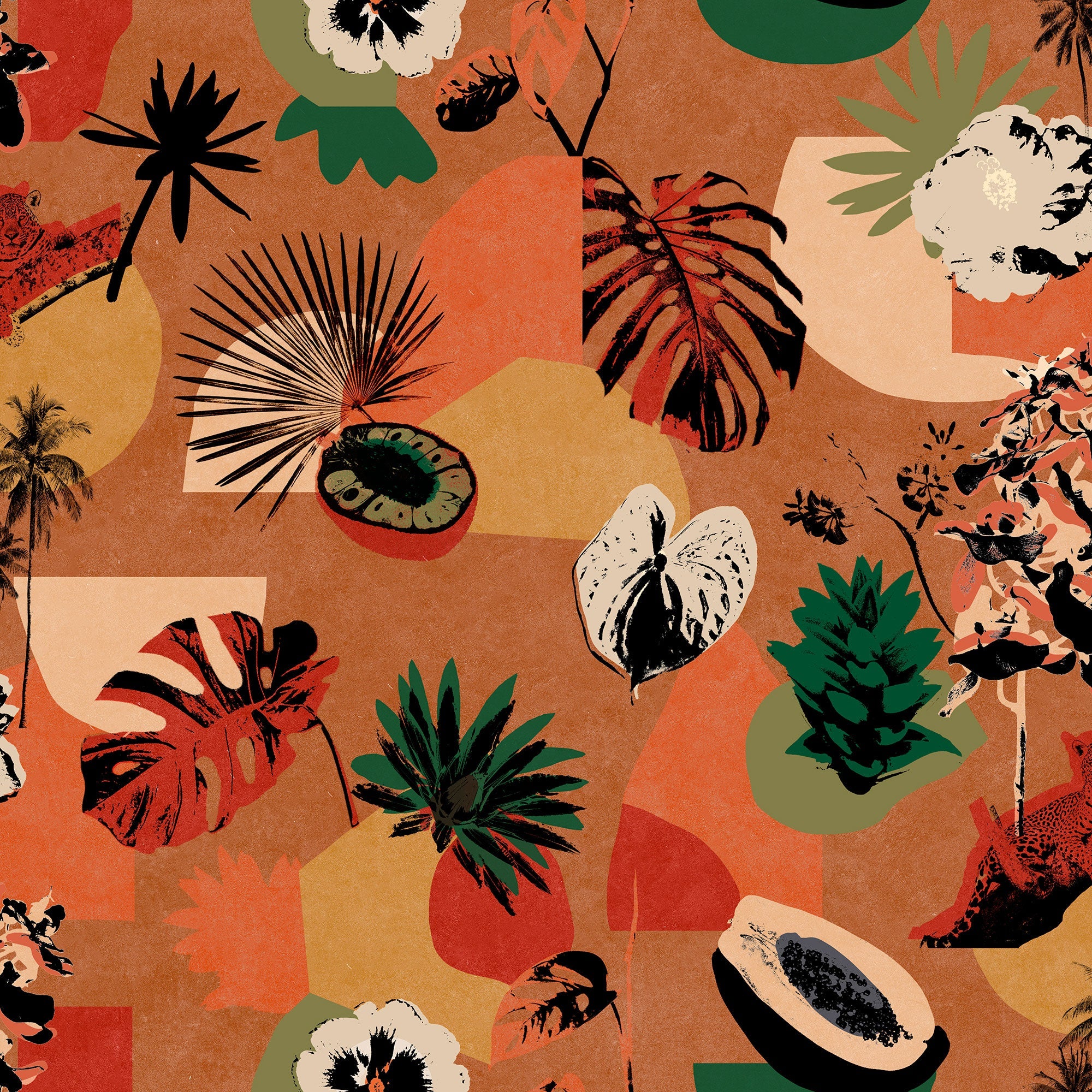 Tropicalia Naranja Bossa Nova Wallpaper by Tres Tintas