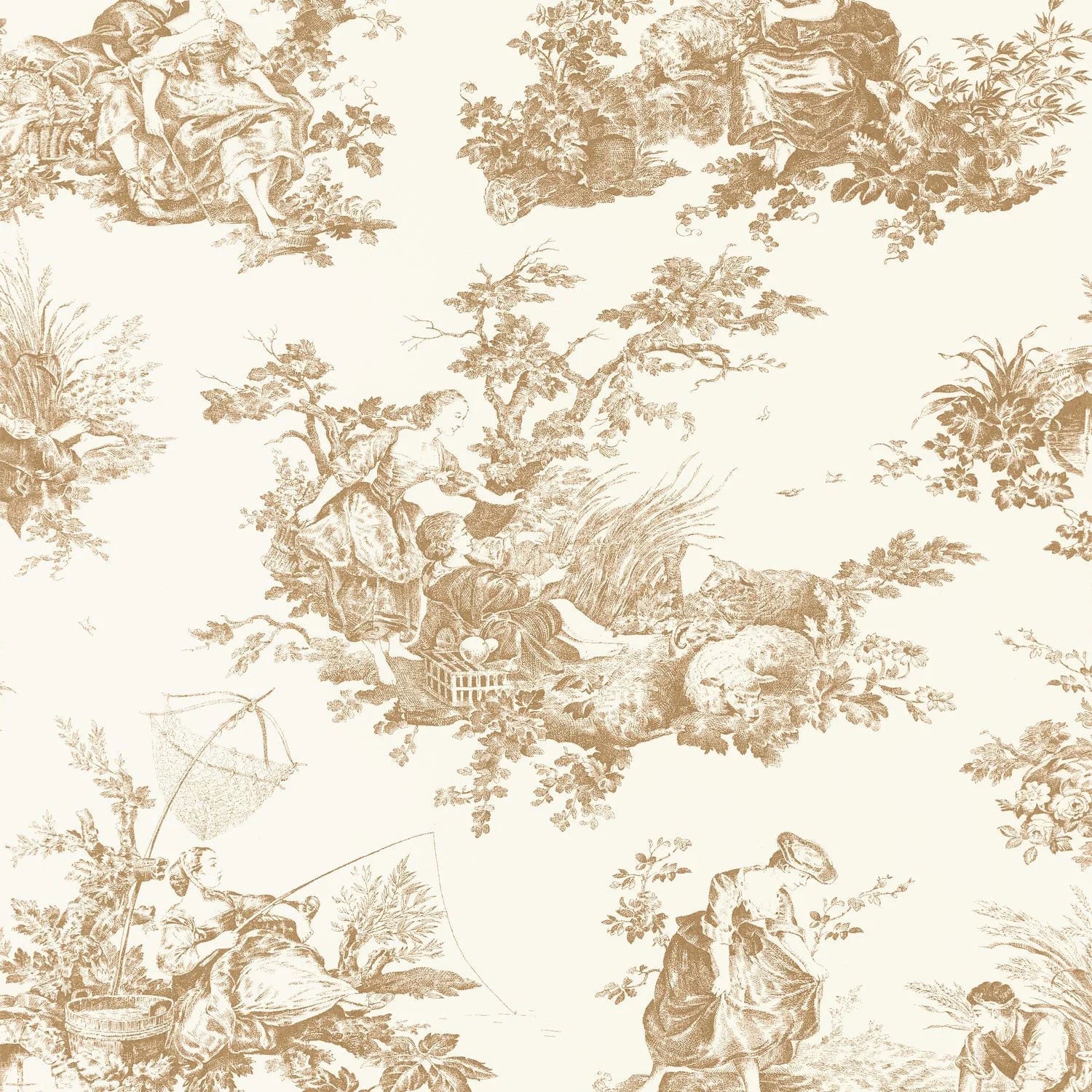 BTJD87911318 Scene D'ete Les Belles Toiles De Jouy 2 Wallpaper by Casadeco