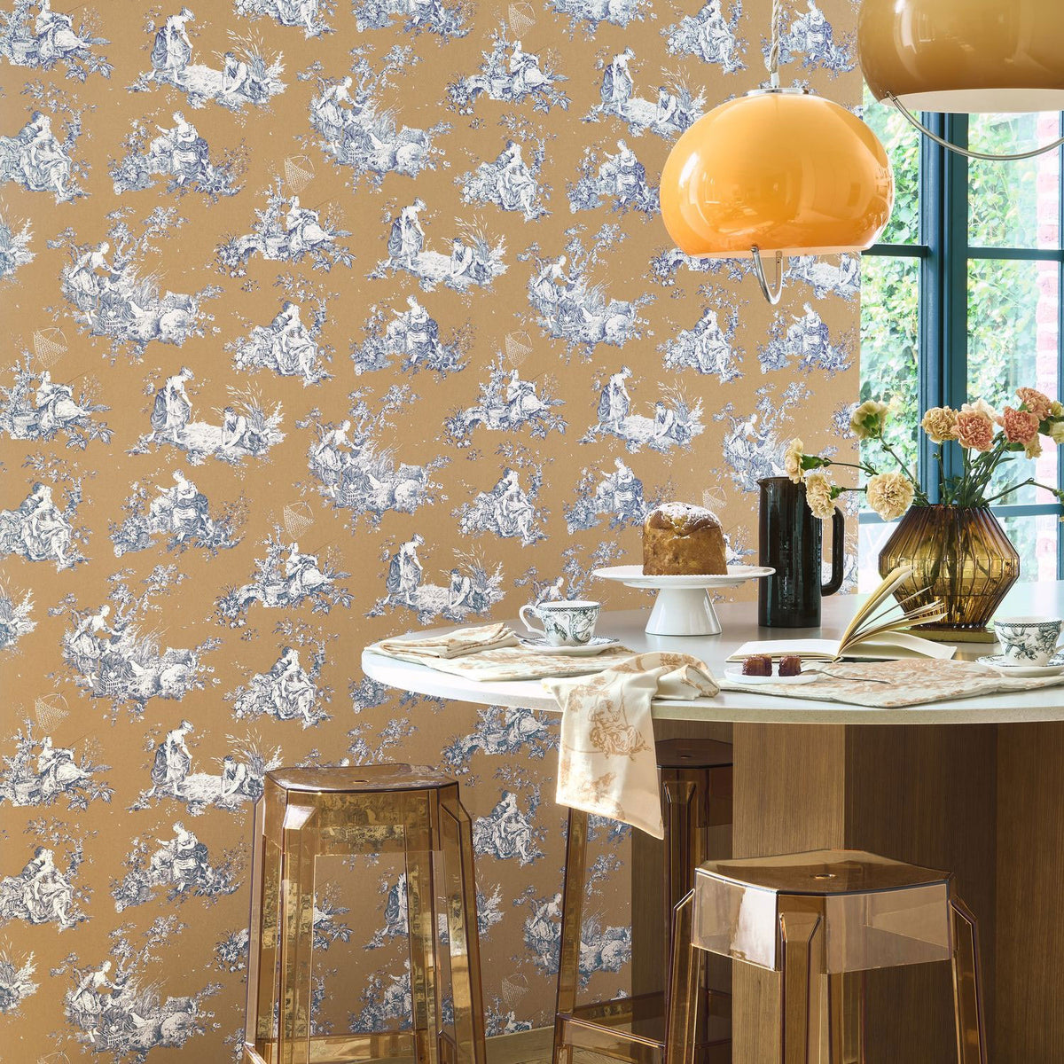 Scene D'ete Les Belles Toiles De Jouy 2 Wallpaper by Casadeco