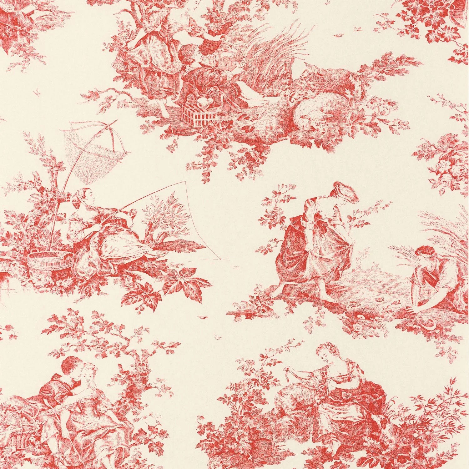 BTJD87918201 Scene D'ete Les Belles Toiles De Jouy 2 Wallpaper by Casadeco