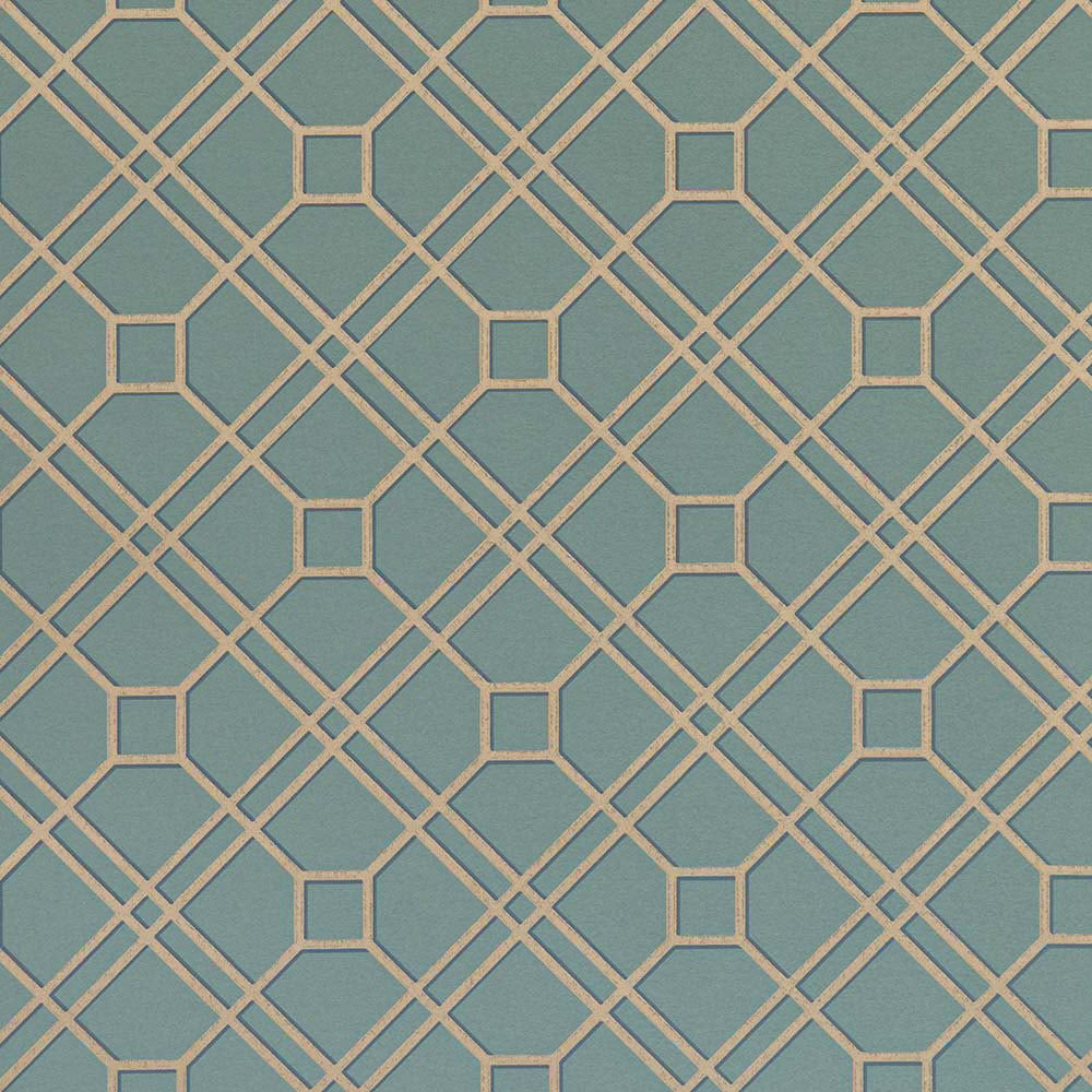 BW45071-12 Langdale Trellis Teal-Bronze Signature II Wallpaper by GP & J Baker