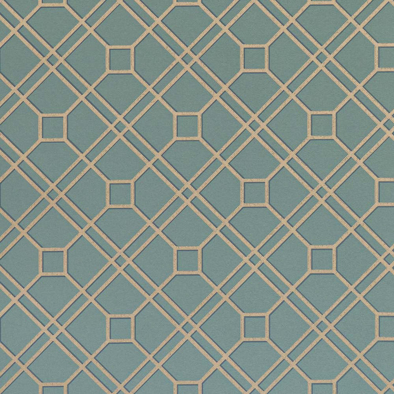 BW45071-12 Langdale Trellis Teal-Bronze Signature II Wallpaper by GP & J Baker