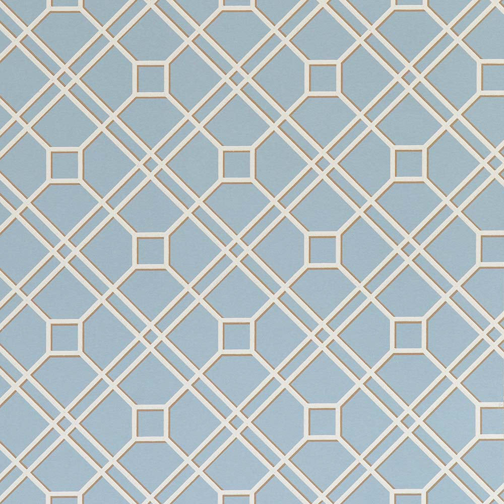 BW45071-9 Langdale Trellis Soft Blue Signature II Wallpaper by GP & J Baker