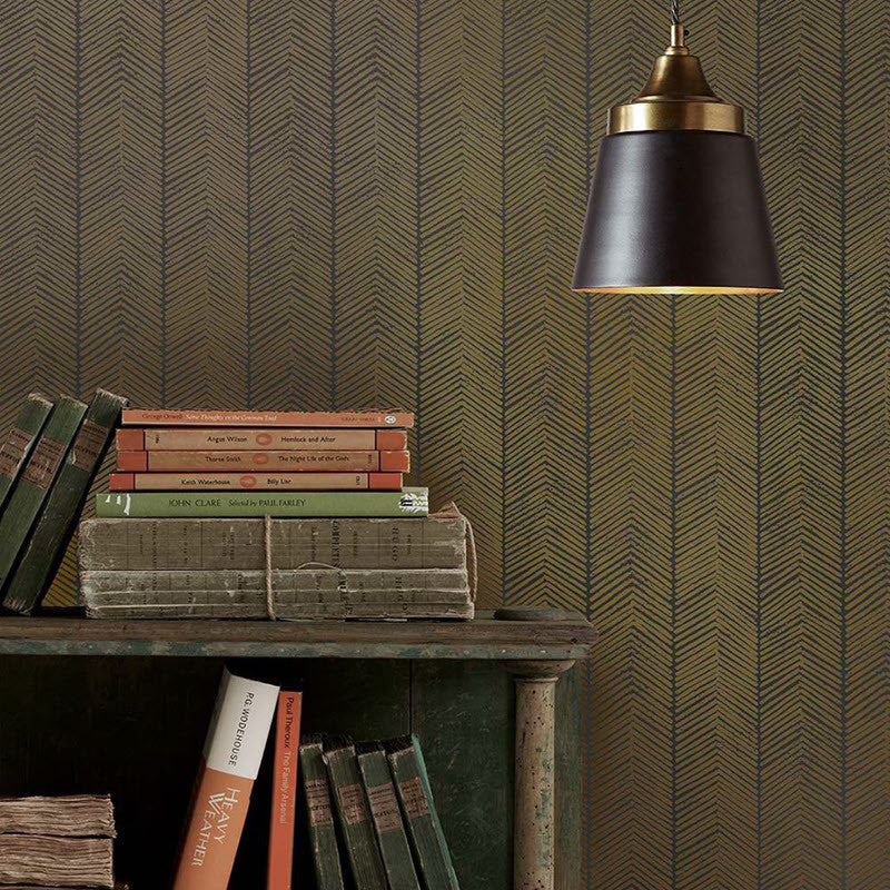 BW45085-5 Herringbone Charcoal-Bronze Signature II Wallpaper by GP & J Baker