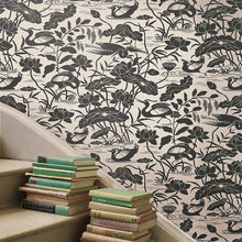 BW45089-1 Heron & Lotus Flower Black-White Signature II Wallpaper by GP & J Baker