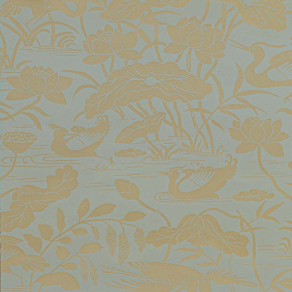 BW45089-5 Heron & Lotus Flower Eucalyptus Signature II Wallpaper by GP & J Baker