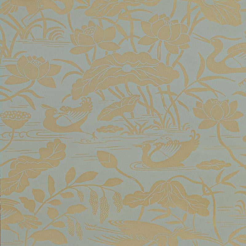 BW45089-5 Heron & Lotus Flower Eucalyptus Signature II Wallpaper by GP & J Baker