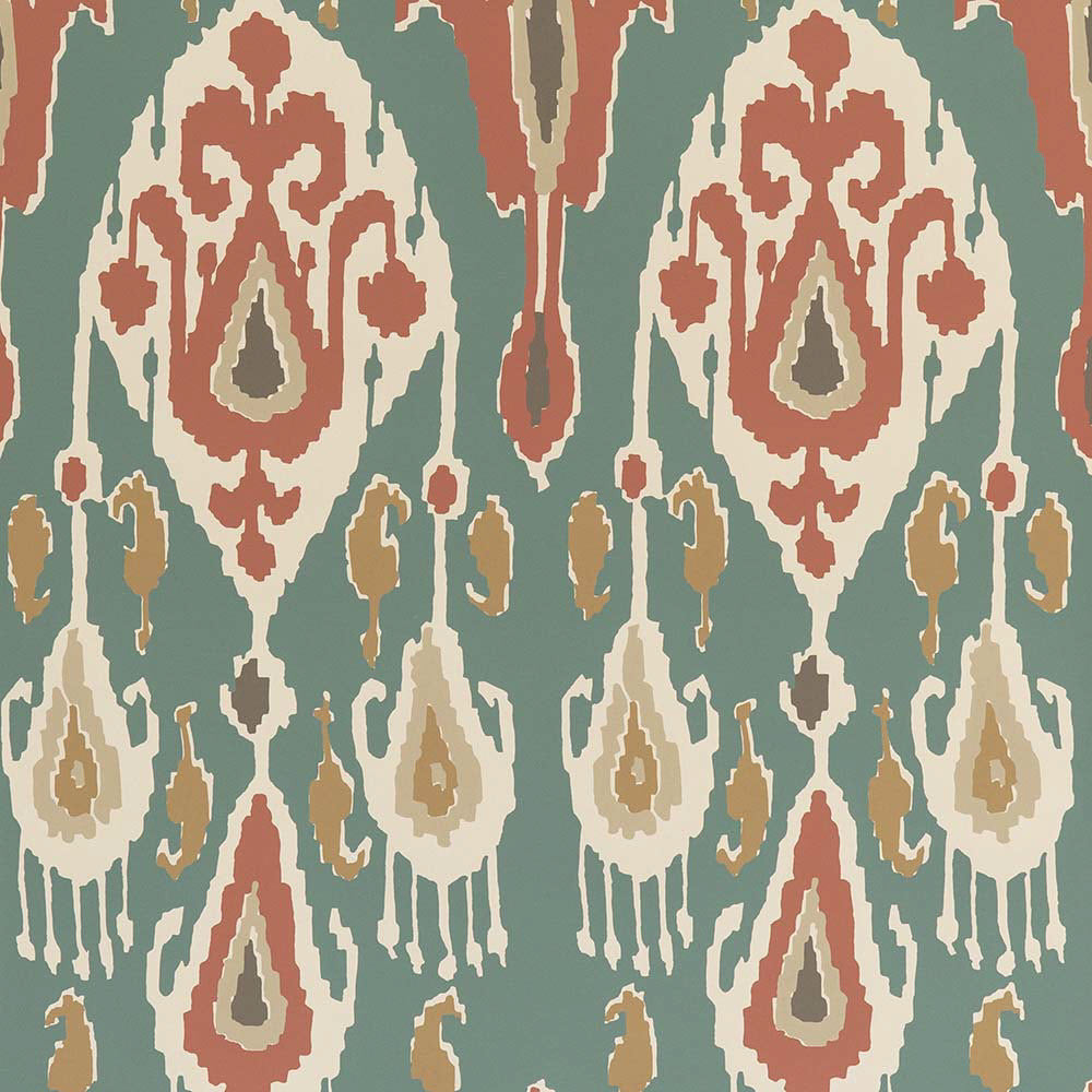 BW45090-4 Ikat Bokhara Teal Signature II Wallpaper by GP & J Baker