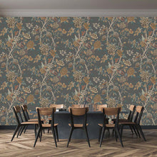 BW45091-2 Hydrangea Bird Charcoal-Sienna Signature II Wallpaper by GP & J Baker