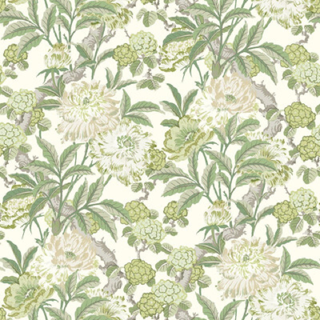 BW45095/3 Summer Peony Ashmore Green Wallpaper By GP & J Baker