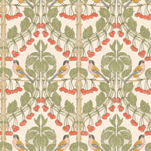 BW45100/1 Birds & Cherries Original Brantwood Red and Green Wallpaper By GP & J Baker